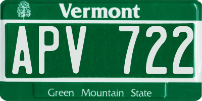 VT license plate APV722