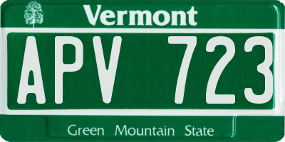 VT license plate APV723