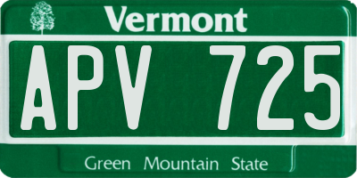 VT license plate APV725