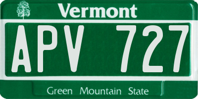 VT license plate APV727