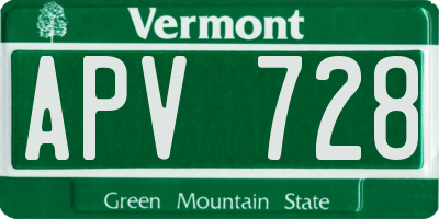 VT license plate APV728