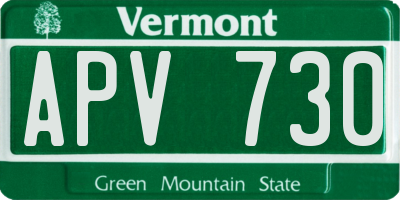 VT license plate APV730