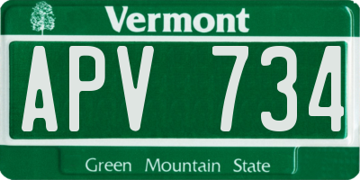 VT license plate APV734