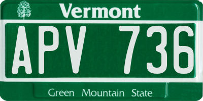 VT license plate APV736