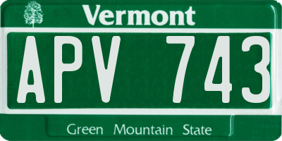 VT license plate APV743