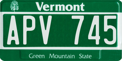 VT license plate APV745