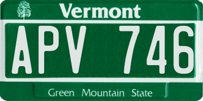 VT license plate APV746