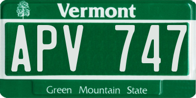 VT license plate APV747