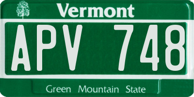 VT license plate APV748