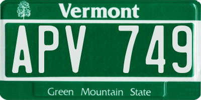 VT license plate APV749
