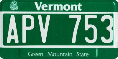 VT license plate APV753