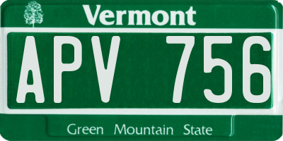 VT license plate APV756