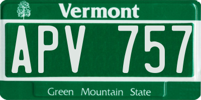VT license plate APV757
