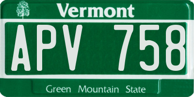 VT license plate APV758