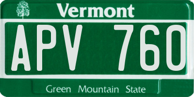 VT license plate APV760