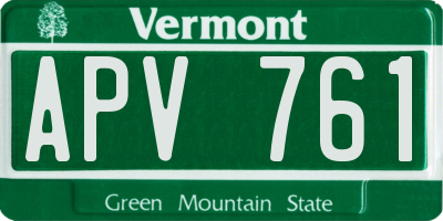 VT license plate APV761
