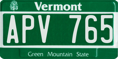 VT license plate APV765