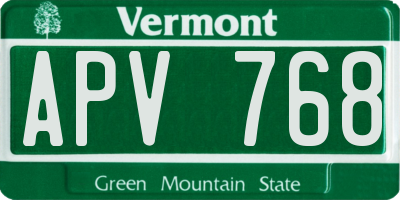 VT license plate APV768