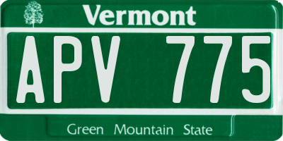 VT license plate APV775