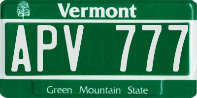 VT license plate APV777