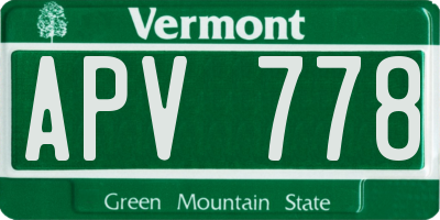 VT license plate APV778
