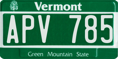 VT license plate APV785