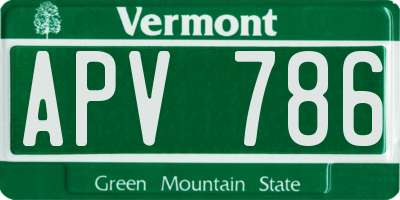 VT license plate APV786