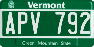 VT license plate APV792