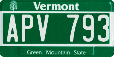 VT license plate APV793