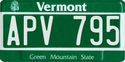 VT license plate APV795