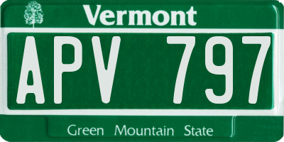 VT license plate APV797