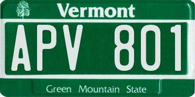 VT license plate APV801