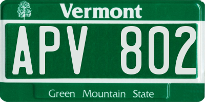 VT license plate APV802