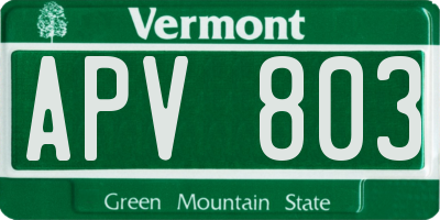 VT license plate APV803