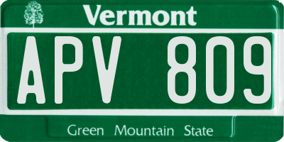 VT license plate APV809