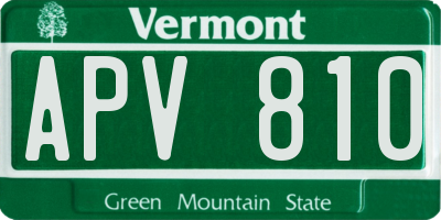 VT license plate APV810
