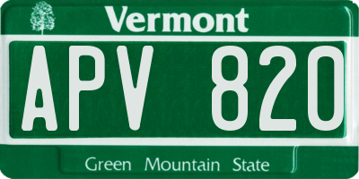 VT license plate APV820