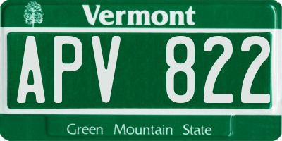 VT license plate APV822