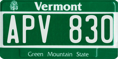 VT license plate APV830