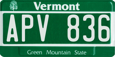 VT license plate APV836