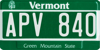 VT license plate APV840