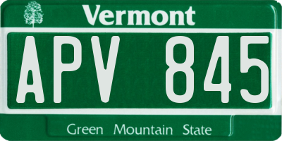 VT license plate APV845