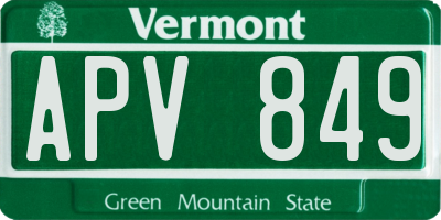 VT license plate APV849
