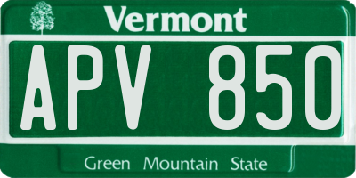 VT license plate APV850