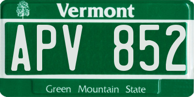 VT license plate APV852