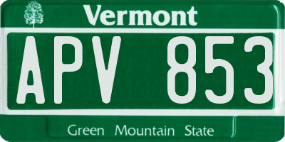 VT license plate APV853