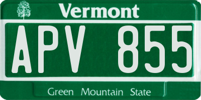 VT license plate APV855