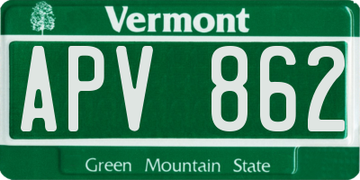 VT license plate APV862