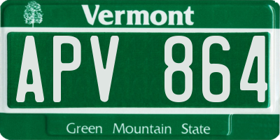 VT license plate APV864