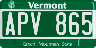 VT license plate APV865